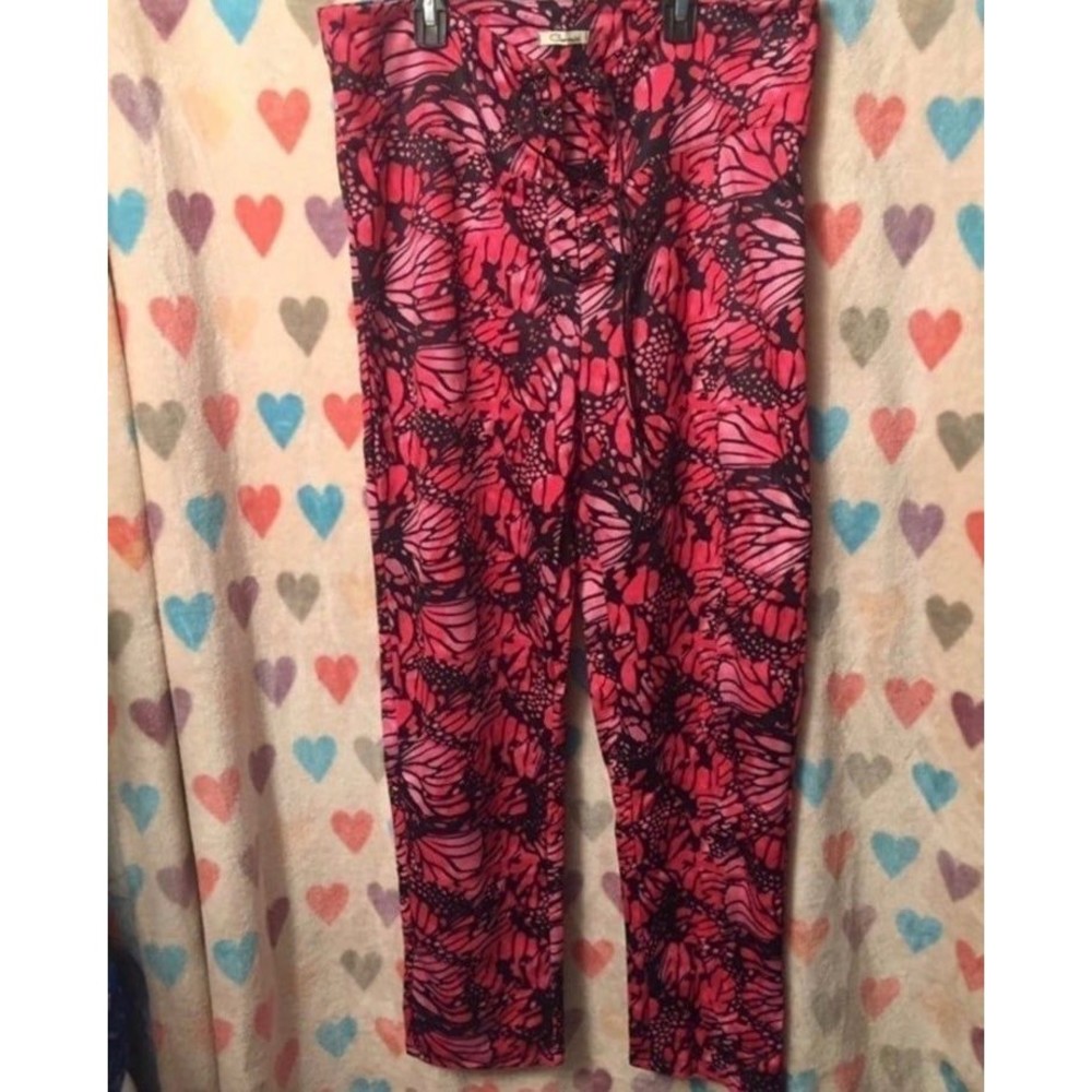 Dolls Kill Lace Up Butterfly Pants new Plus Pink Black 2x